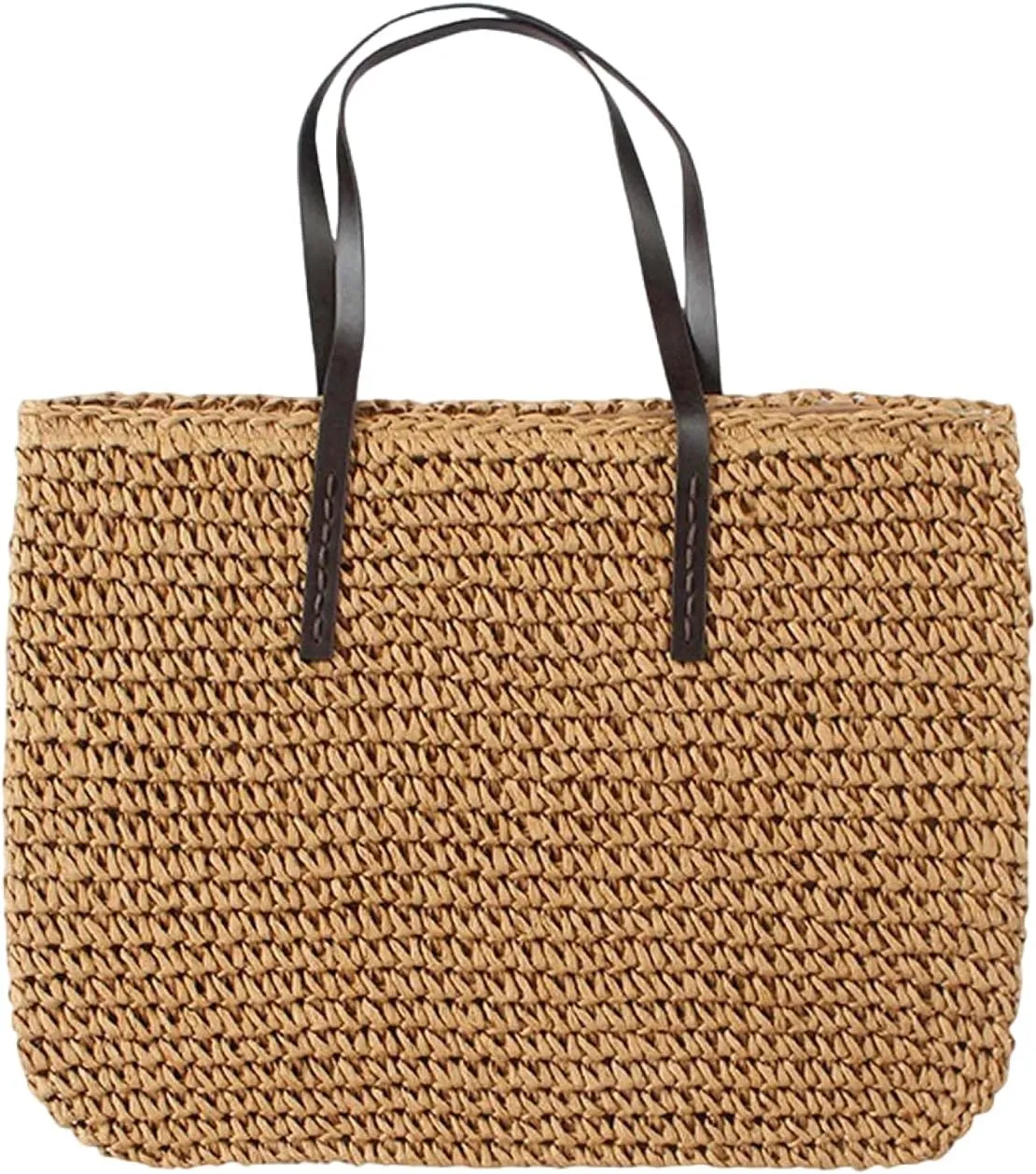 Women Straw Woven Tote Large Beach Handmade Weaving Shoulder Bag Purse Straw Handbag