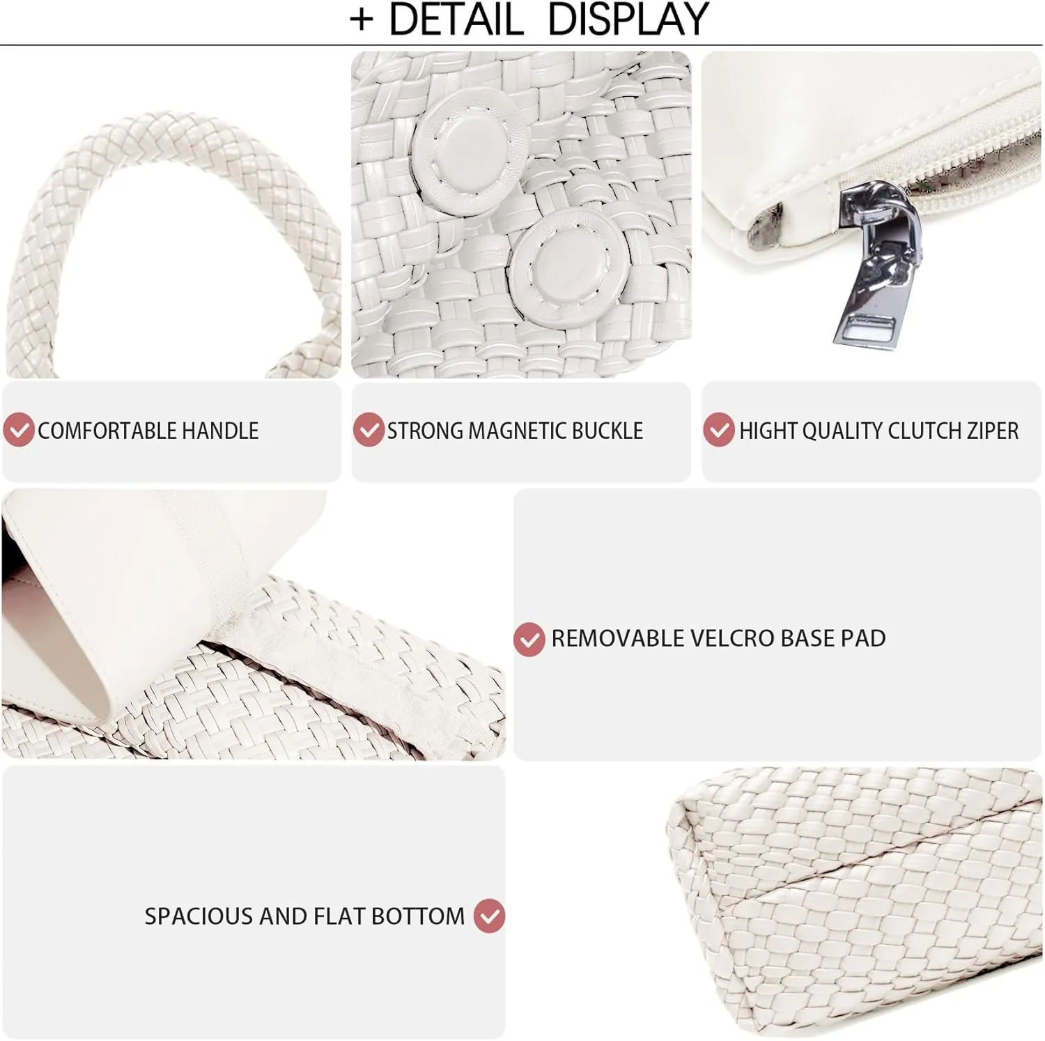 Women Vegan Leather Hand-Woven Tote Handbag Fashion Shoulder Top-handle Bag All-Match Underarm Bag with Purse