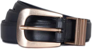 Women's 1 Inch Belt with Triple Metal Keeper & Tip, Western-Inspired Buckle