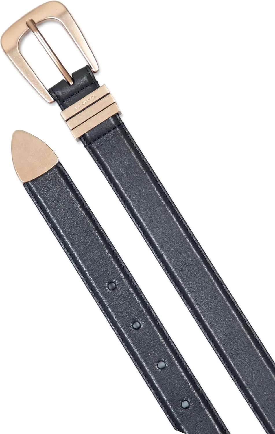Women's 1 Inch Belt with Triple Metal Keeper & Tip, Western-Inspired Buckle