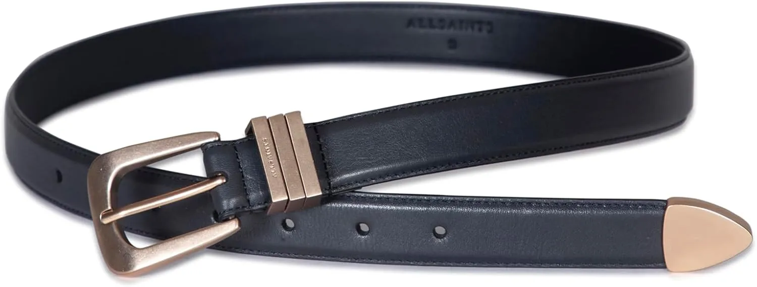 Women's 1 Inch Belt with Triple Metal Keeper & Tip, Western-Inspired Buckle