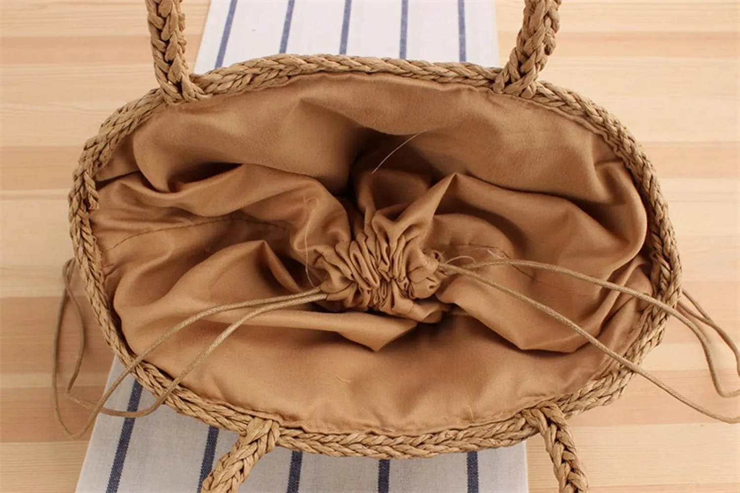 Women's Classic Straw Summer Beach Shoulder Bag Handbag Tote With PU Leather Straps Handmade Purse