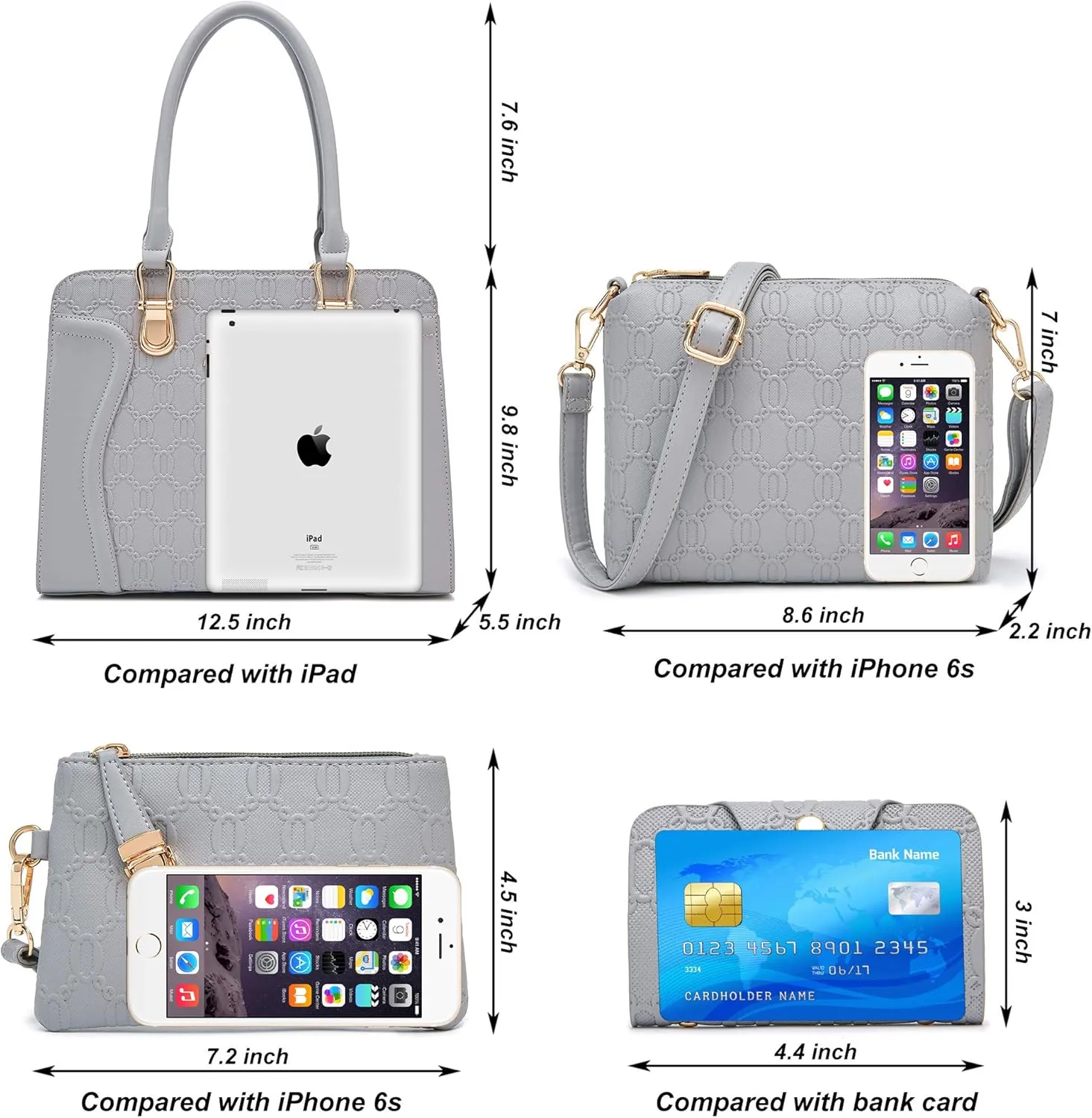 Women's Fashion Handbags Tote Bags Shoulder Bag Top Handle Satchel Purse Set 4pcs