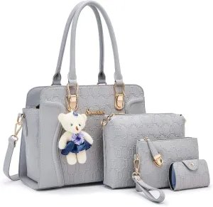 Women's Fashion Handbags Tote Bags Shoulder Bag Top Handle Satchel Purse Set 4pcs