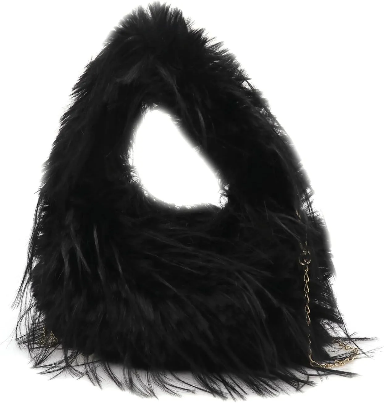 Women’s Fluffy Faux Fur Tote Bag Feather Evening Bags Clutch Purses Shoulder Crossbody Bag