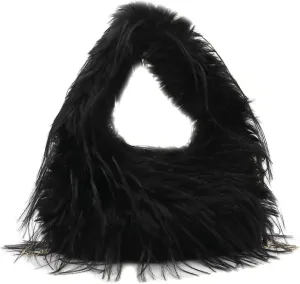 Women’s Fluffy Faux Fur Tote Bag Feather Evening Bags Clutch Purses Shoulder Crossbody Bag