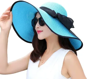 Women's Folable Floppy Hat,Wide Brim Sun Protection Straw Hat, Summer UV Protection Beach Cap