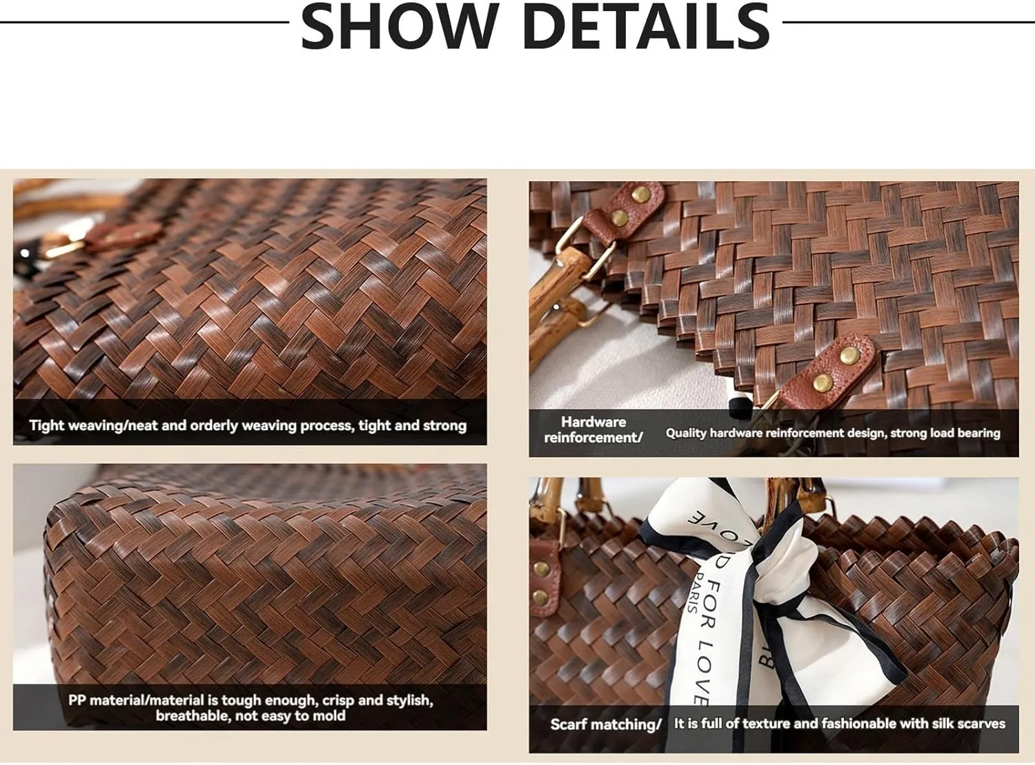 Women's handbag beach bag retro woven bamboo joint handbag beach bag hook woven bag