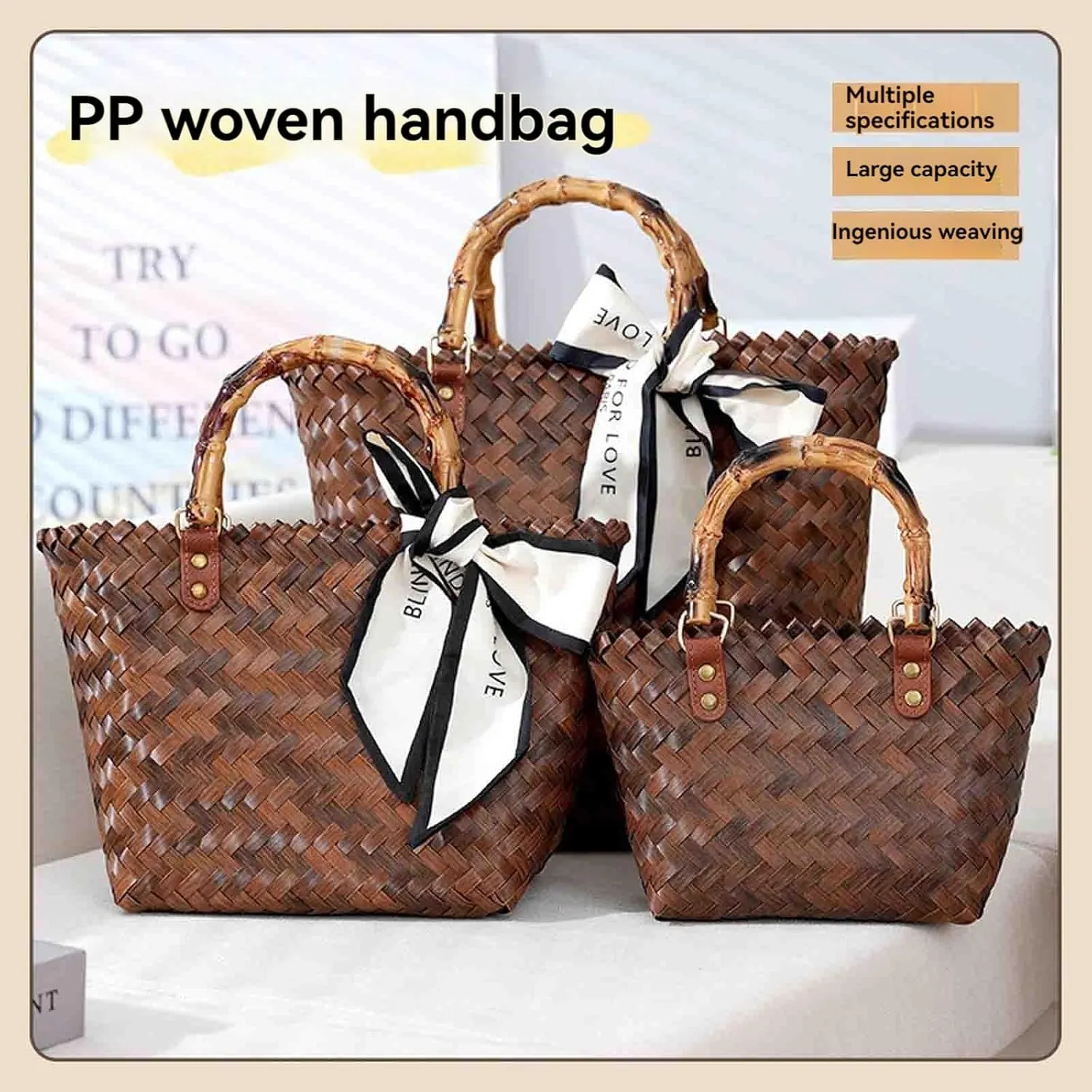 Women's handbag beach bag retro woven bamboo joint handbag beach bag hook woven bag