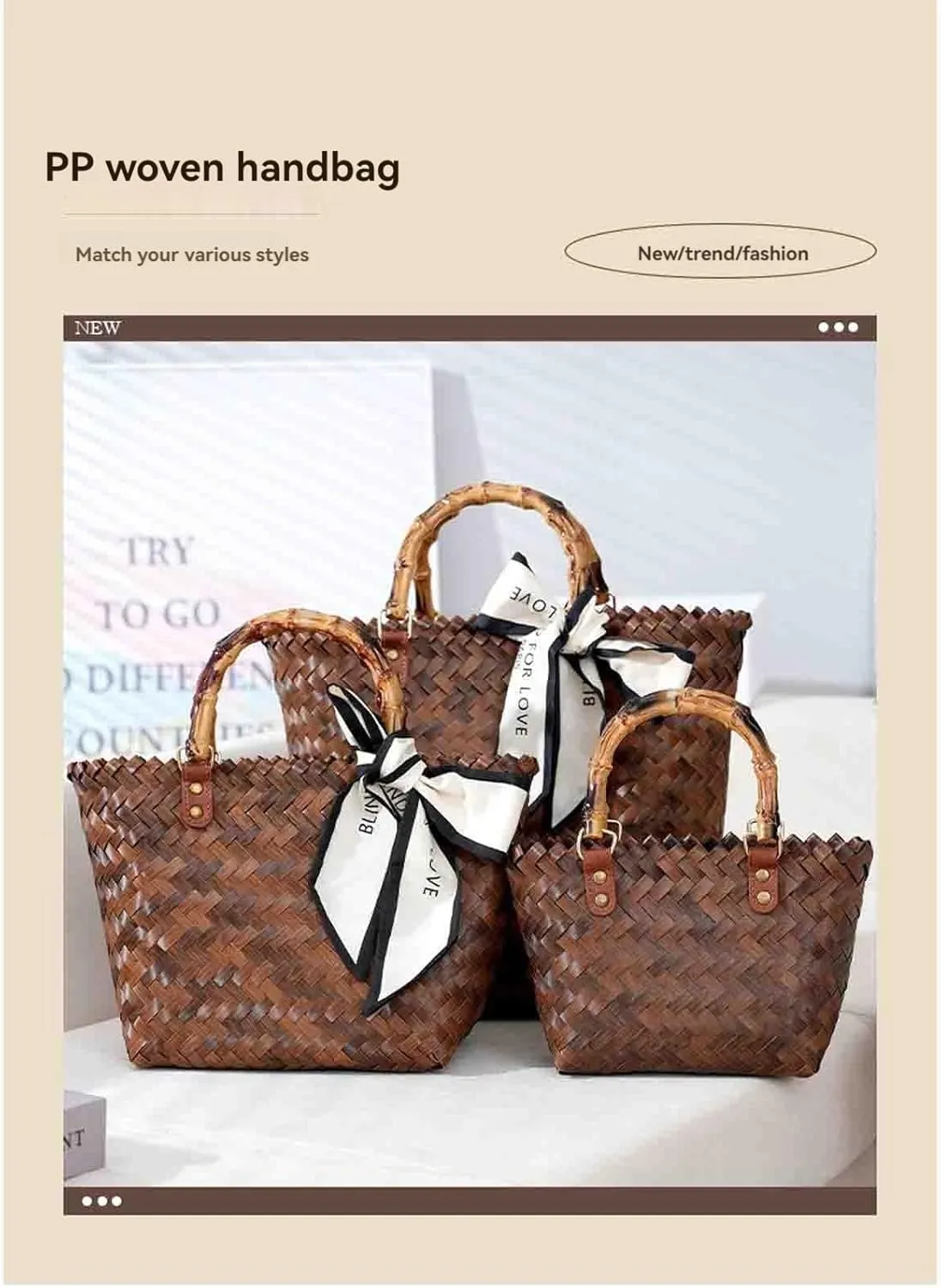 Women's handbag beach bag retro woven bamboo joint handbag beach bag hook woven bag