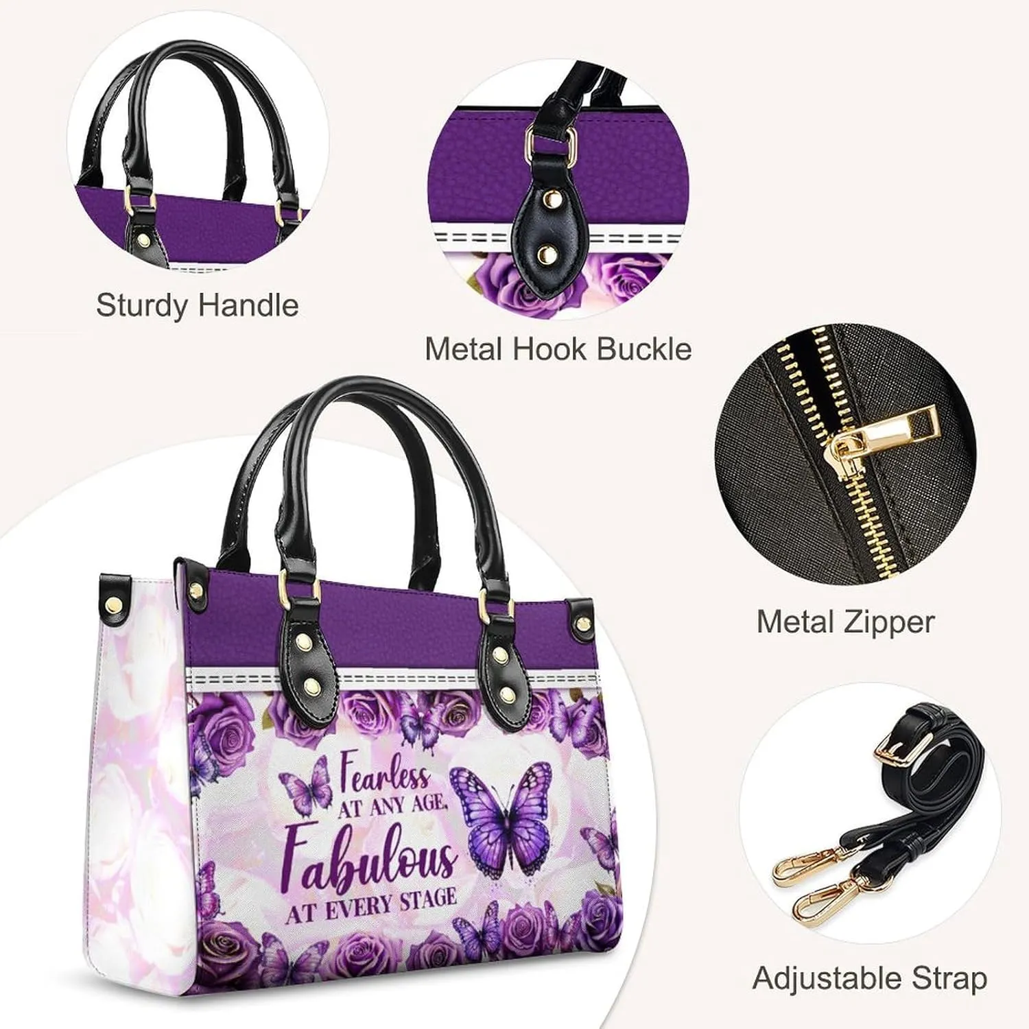 Womens Handbag - Flowers Tote Bags for Women gifts - Shoulder Purses for Shopping Daily Use - PU Leather Bag