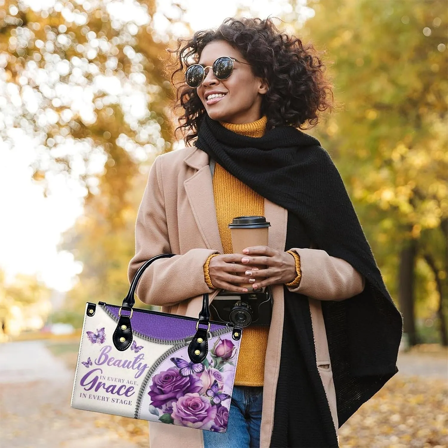 Womens Handbag - Flowers Tote Bags for Women gifts - Shoulder Purses for Shopping Daily Use - PU Leather Bag