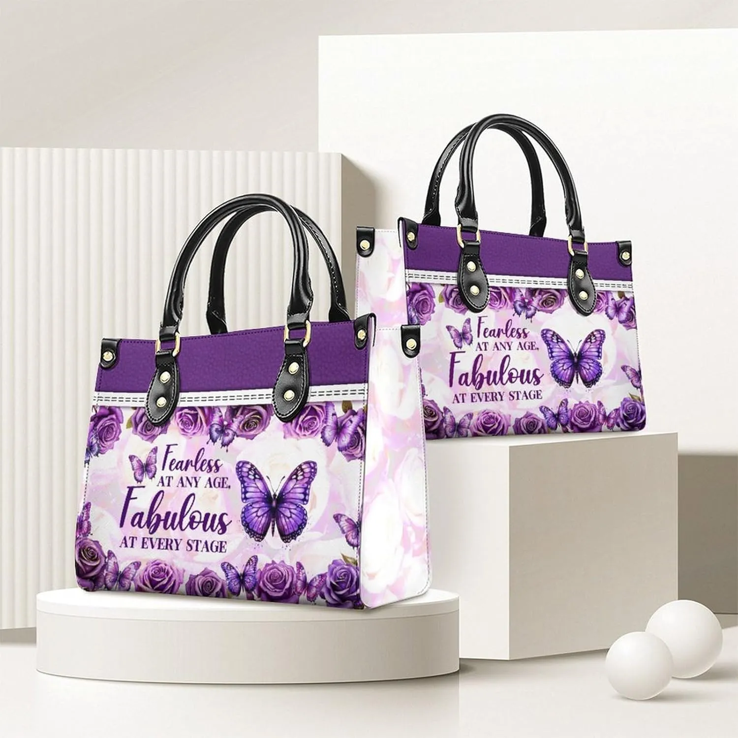 Womens Handbag - Flowers Tote Bags for Women gifts - Shoulder Purses for Shopping Daily Use - PU Leather Bag