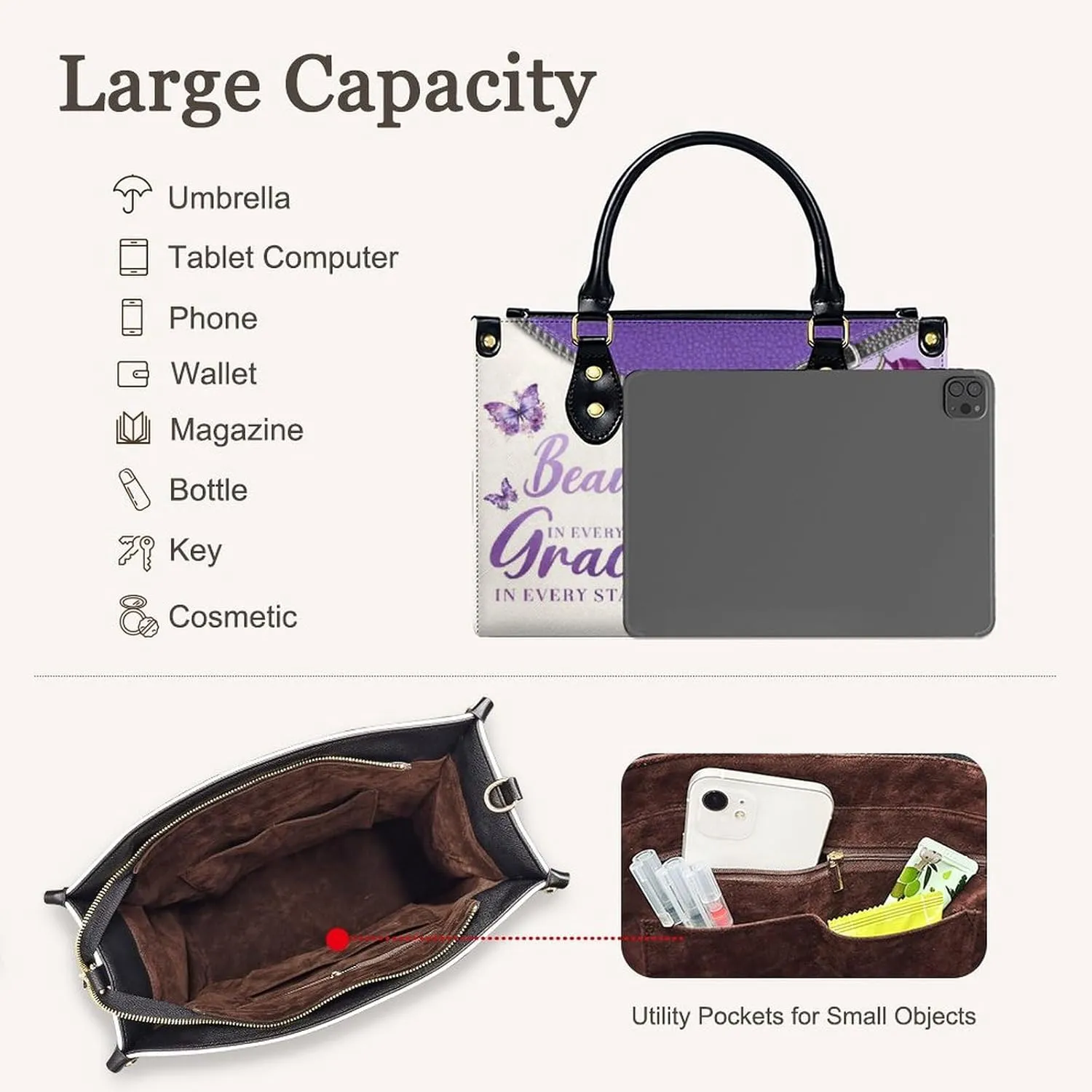 Womens Handbag - Flowers Tote Bags for Women gifts - Shoulder Purses for Shopping Daily Use - PU Leather Bag