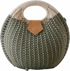 Women’s Handwoven Rattan Handbags Stylish Straw Tote for Summer Beach Retro Woven Shell Bag