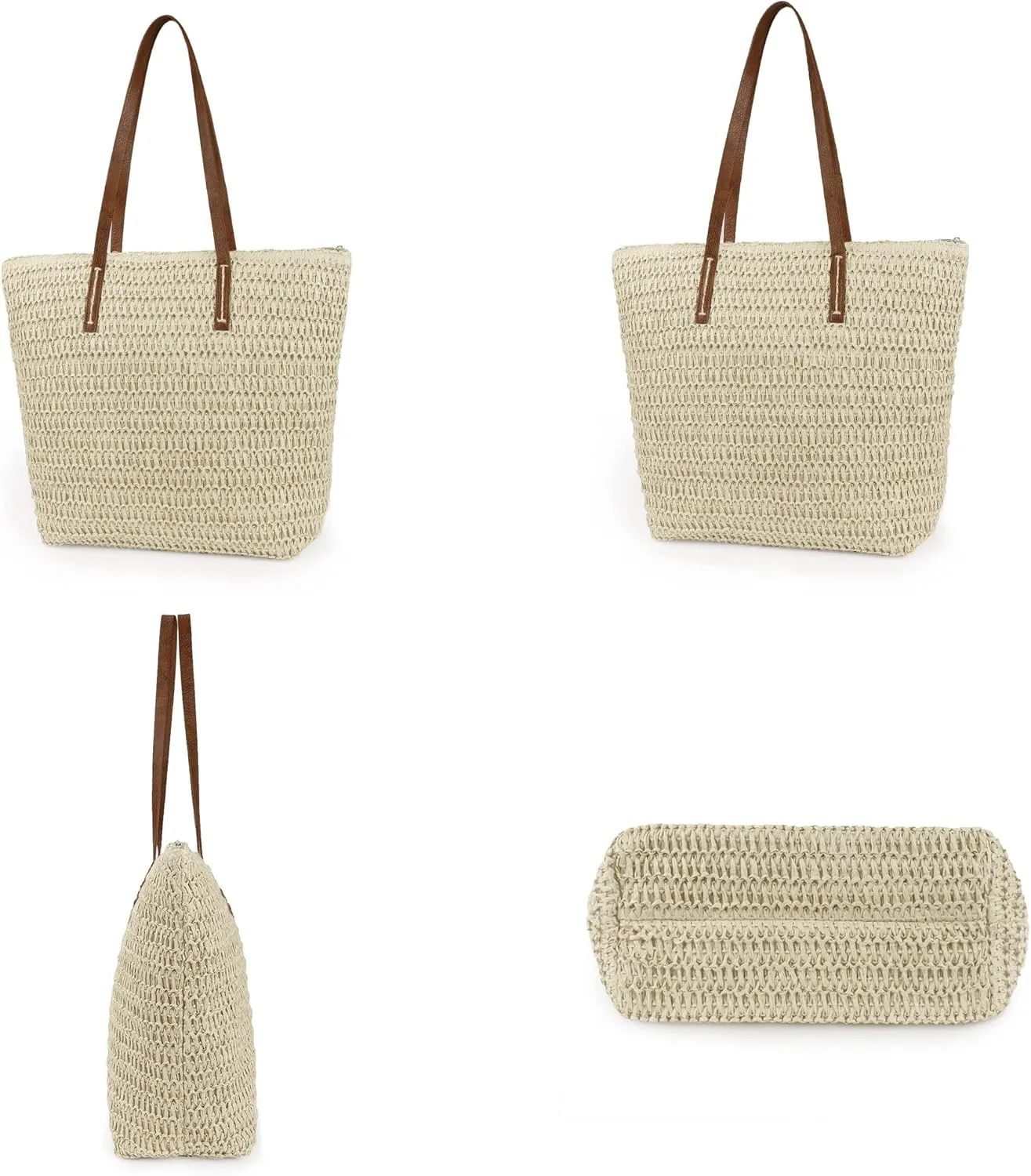 Womens Large Straw Beach Tote Bag Handmade Woven Shoulder Bag Handbag Purse for Summer