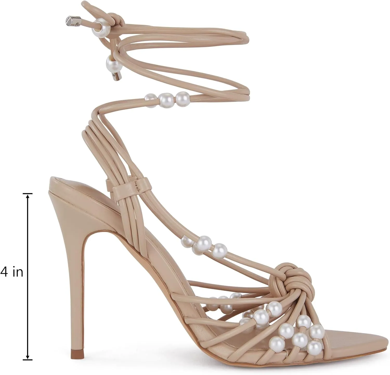 Women's Pearl Embellished Wraparound High Heel Sandals Strappy Ankle Strap Dress Shoes for Wedding Evening Party Comfortable Arch Support Formal Events Footwear