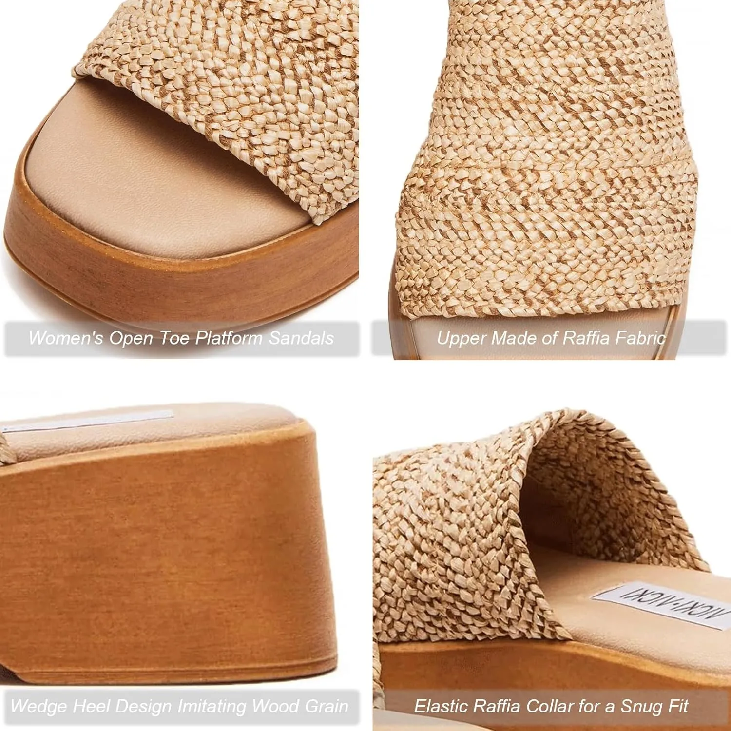 Womens Platform Sandals Open Toe Wedges Sandals Bohemia Slides Summer Fashion Outdoor Slip On Beach Sandals Natura