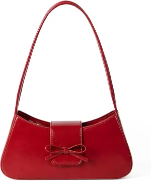 Women's Shoulder Bag Crescent Hobo Bags Vegan Leather Handbag Y2K Bow Clutch Purse