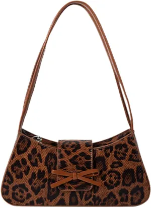 Women's Shoulder Bag Crescent Hobo Bags Vegan Leather Handbag Y2K Bow Clutch Purse