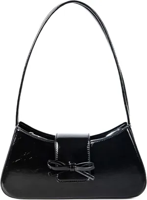 Women's Shoulder Bag Crescent Hobo Bags Vegan Leather Handbag Y2K Bow Clutch Purse
