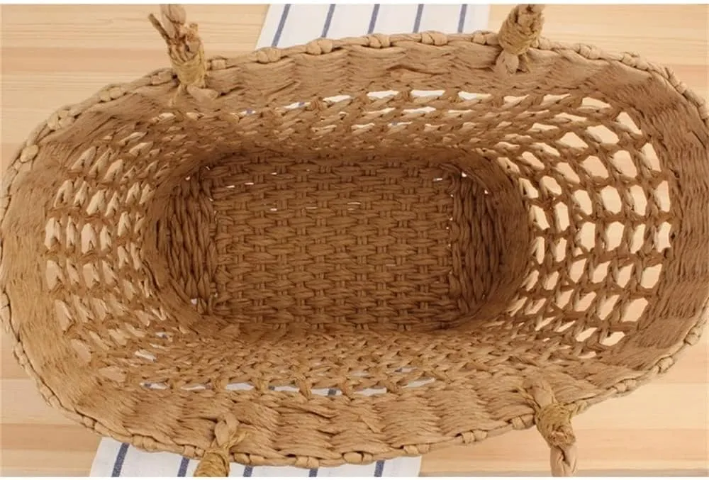 Womens Straw Bag Women's Bag Single Shoulder Straw Bag Casual Beach for Summer(Brown)