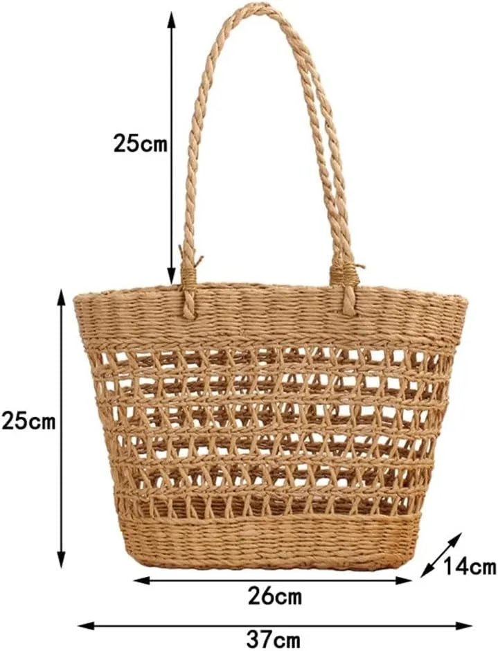 Womens Straw Bag Women's Bag Single Shoulder Straw Bag Casual Beach for Summer(Brown)