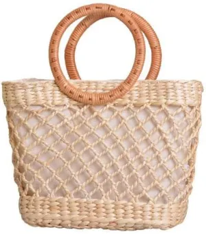 Women's Straw Shoulder Bag Women Large Woven Bag Round Handle Ring Tote Purse Retro Handbags Summer Travel Beach Handbag Hand Woven Straw Large Hobo Bag Big Capacity Handmade Bag for Girls Women E