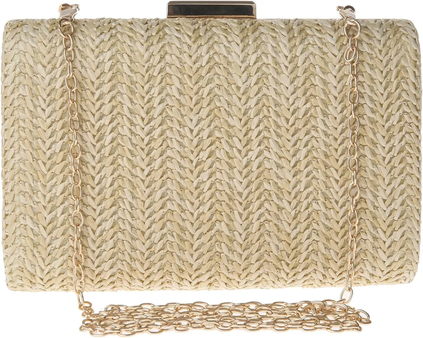 Womens Straw Woven Clutch Handmade Weaving Shoulder Bag Purse for Wedding Prom Party