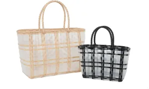 Women's straw woven handbag; women's solid color woven handbag; bring a small handbag