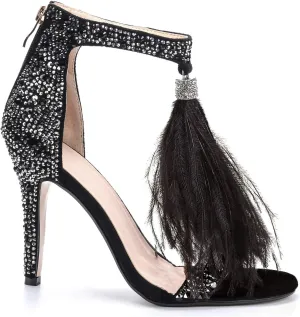 Women's Wedding Dress Party & Evening Embellished Feather Stiletto Heel Pearl Rhinestones Tassel