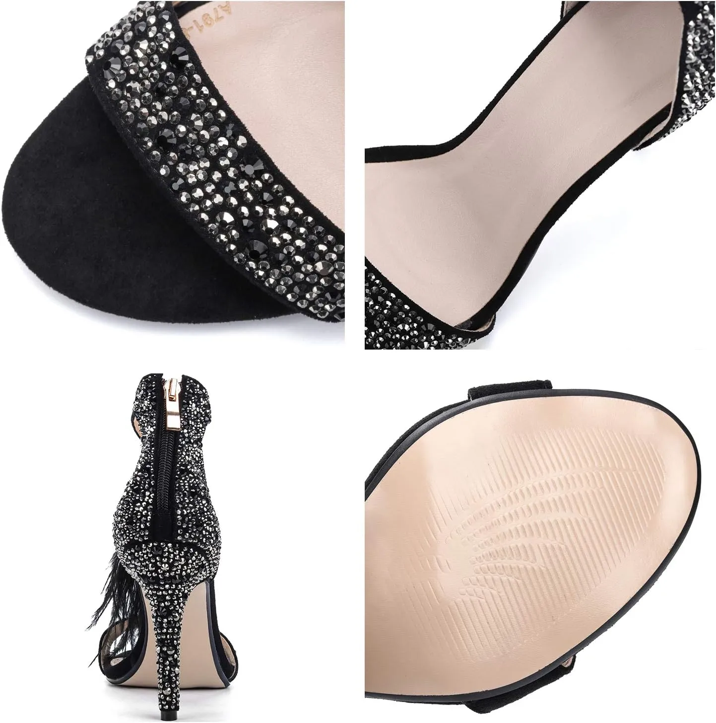 Women's Wedding Dress Party & Evening Embellished Feather Stiletto Heel Pearl Rhinestones Tassel