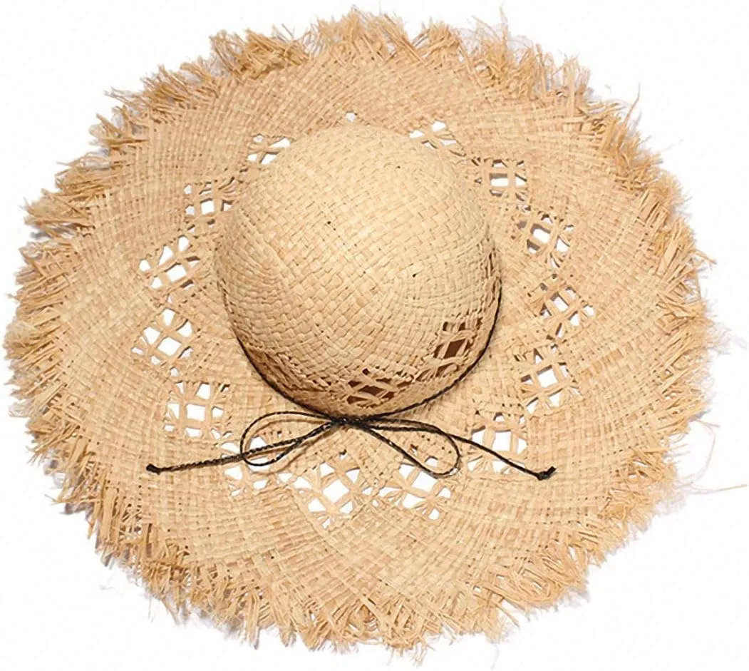 Women's Wide Brim Braided Sun Hat UPF 50  Sun Protection Floppy Summer Beach Cap Lafite Straw Hat