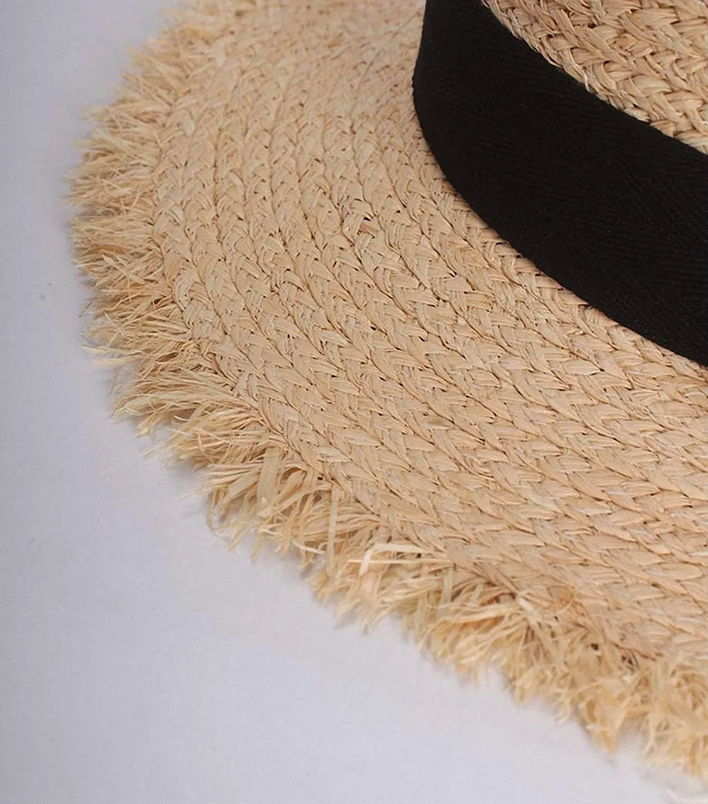 Women's Wide Brim Braided Sun Hat UPF 50  Sun Protection Floppy Summer Beach Cap Lafite Straw Hat