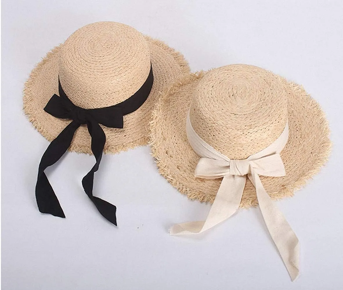 Women's Wide Brim Braided Sun Hat UPF 50  Sun Protection Floppy Summer Beach Cap Lafite Straw Hat
