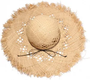 Women's Wide Brim Braided Sun Hat UPF 50  Sun Protection Floppy Summer Beach Cap Lafite Straw Hat