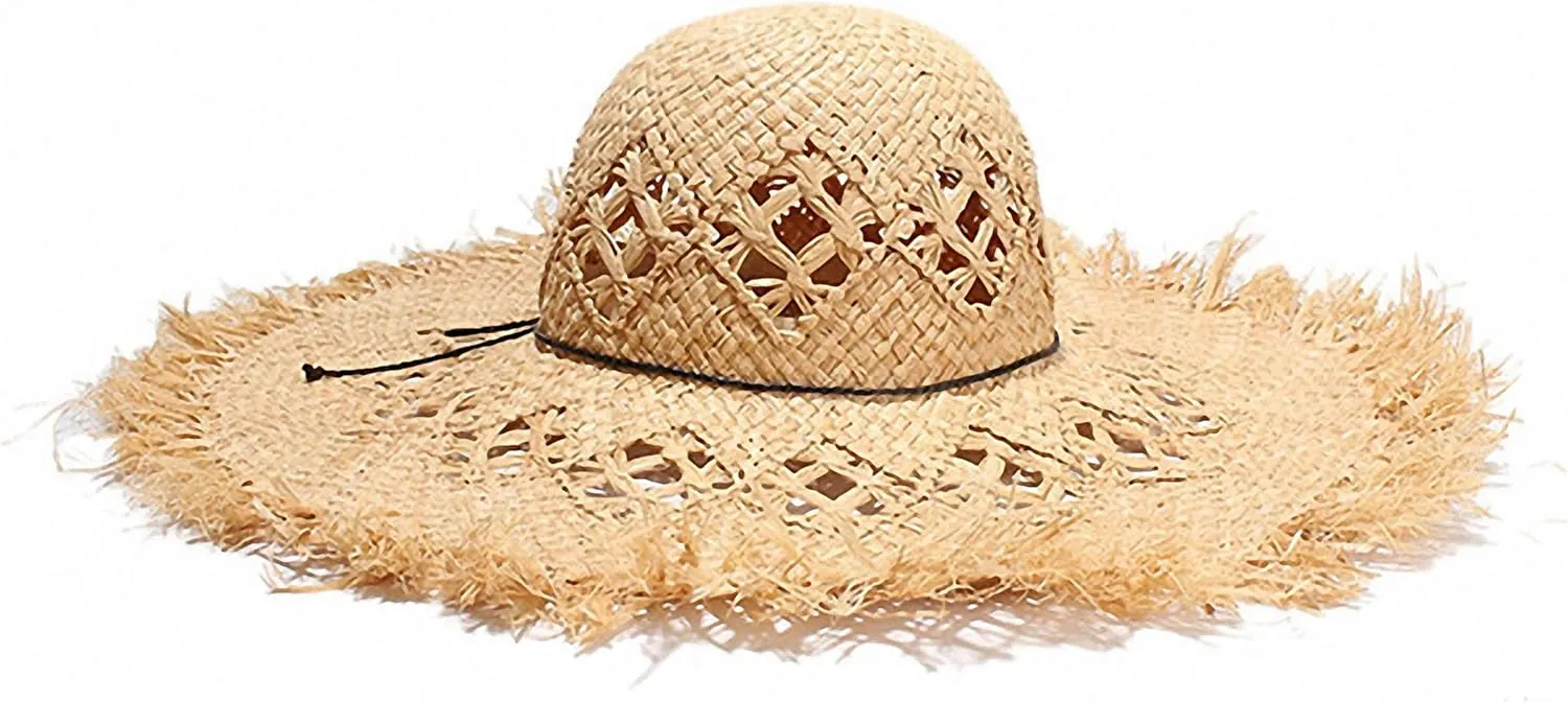 Women's Wide Brim Braided Sun Hat UPF 50  Sun Protection Floppy Summer Beach Cap Lafite Straw Hat