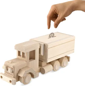 Wooden Truck Piggy Bank, Wooden Piggy Banks Vehicles & Wooden Cars, Handmade Wooden Toys, Preschool Wooden Toddler Car & Trucks, Educational Toys Made in EU