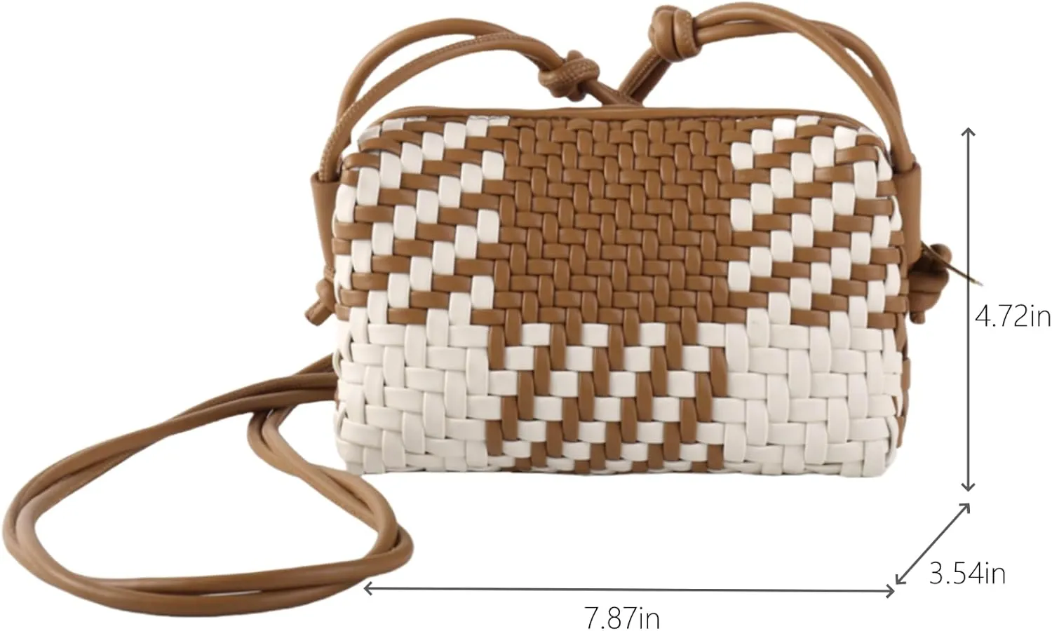 Woven Crossbody Bag for Women, Vegan Leather Trendy Purse Small Summer Shoulder Handbag with Adjustable Straps