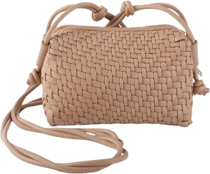 Woven Crossbody Bag for Women, Vegan Leather Trendy Purse Small Summer Shoulder Handbag with Adjustable Straps