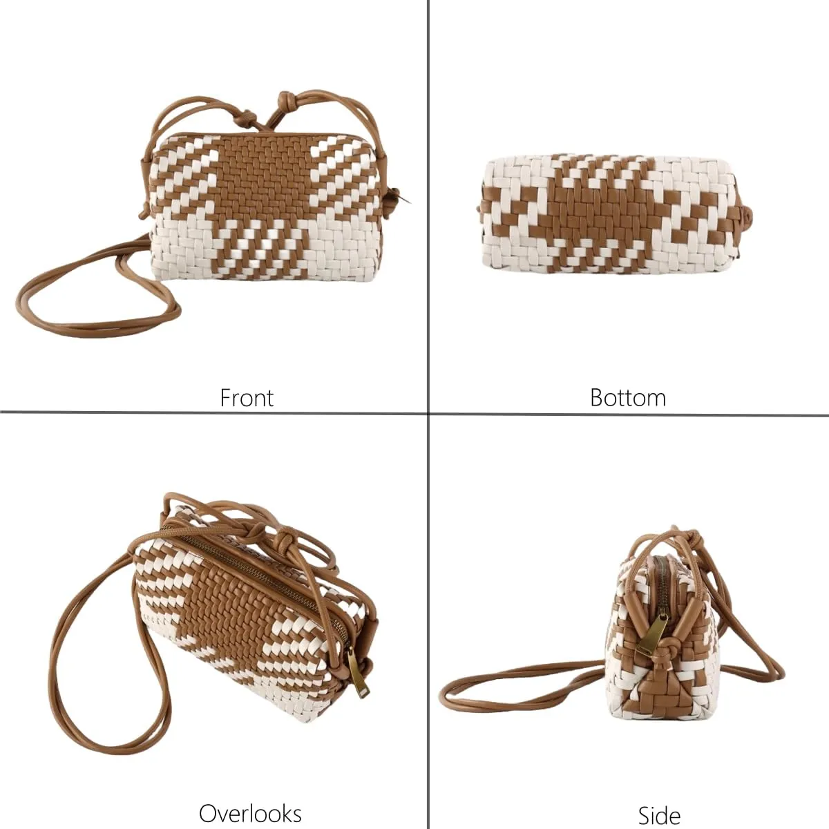 Woven Crossbody Bag for Women, Vegan Leather Trendy Purse Small Summer Shoulder Handbag with Adjustable Straps