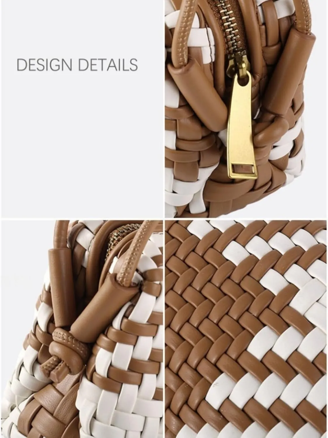 Woven Crossbody Bag for Women, Vegan Leather Trendy Purse Small Summer Shoulder Handbag with Adjustable Straps
