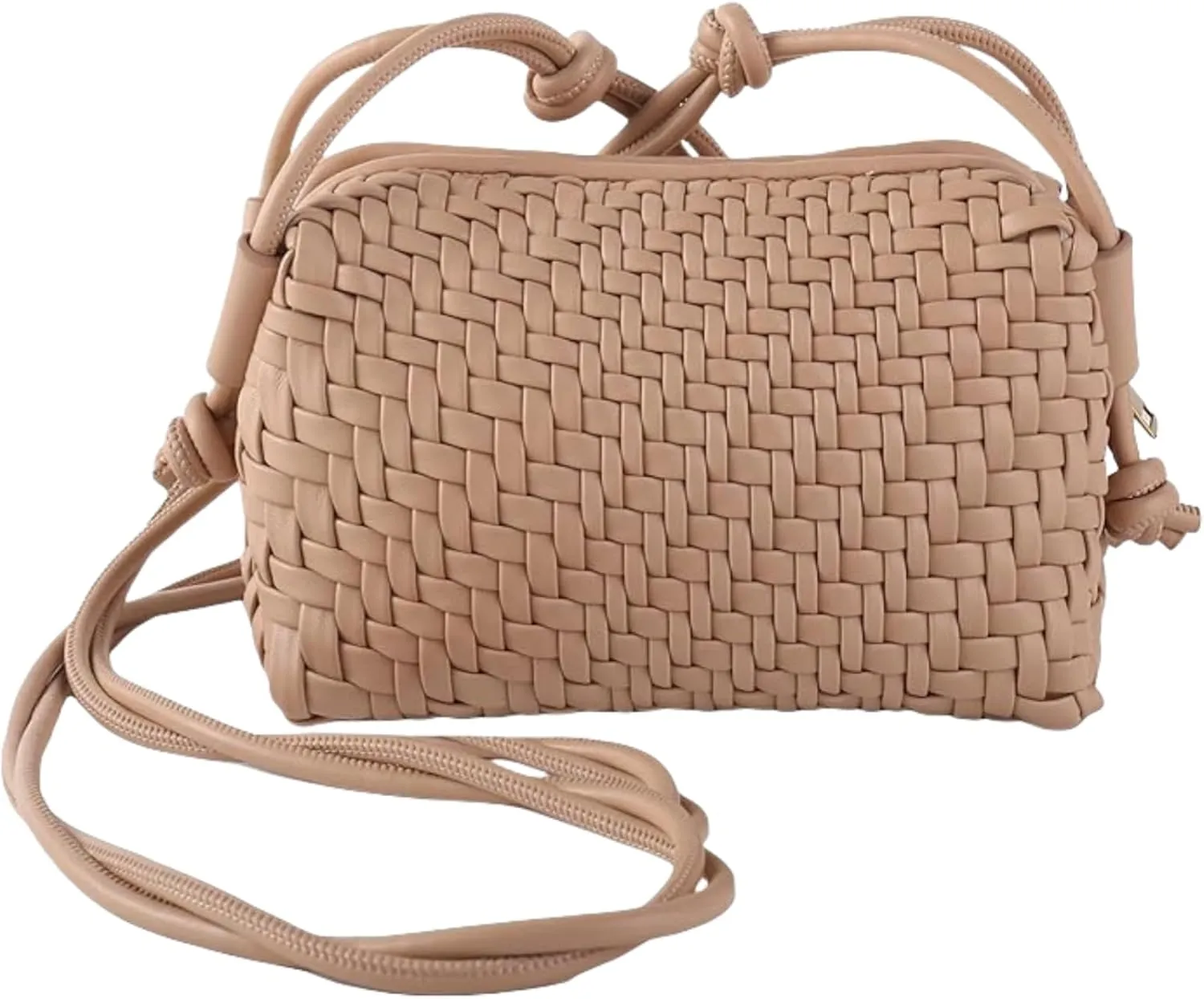Woven Crossbody Bag for Women, Vegan Leather Trendy Purse Small Summer Shoulder Handbag with Adjustable Straps