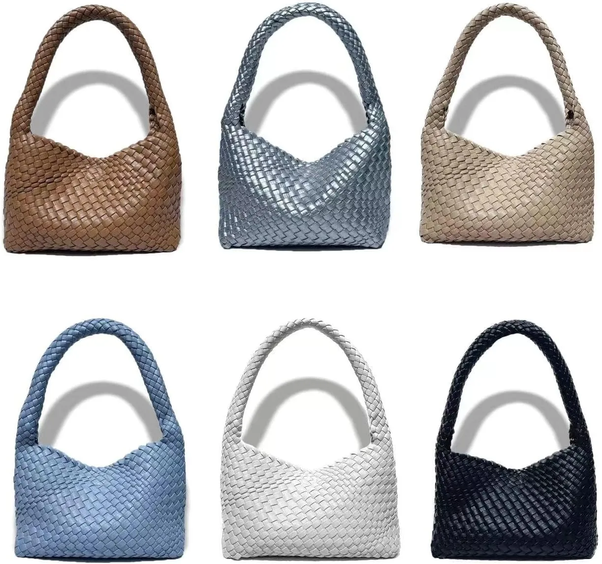 Woven Hobo Bag,Leather Woven Bag for Women,Top-handle Underarm Bags for Women,Beach Travel Handbag