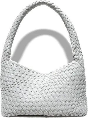Woven Hobo Bag,Leather Woven Bag for Women,Top-handle Underarm Bags for Women,Beach Travel Handbag