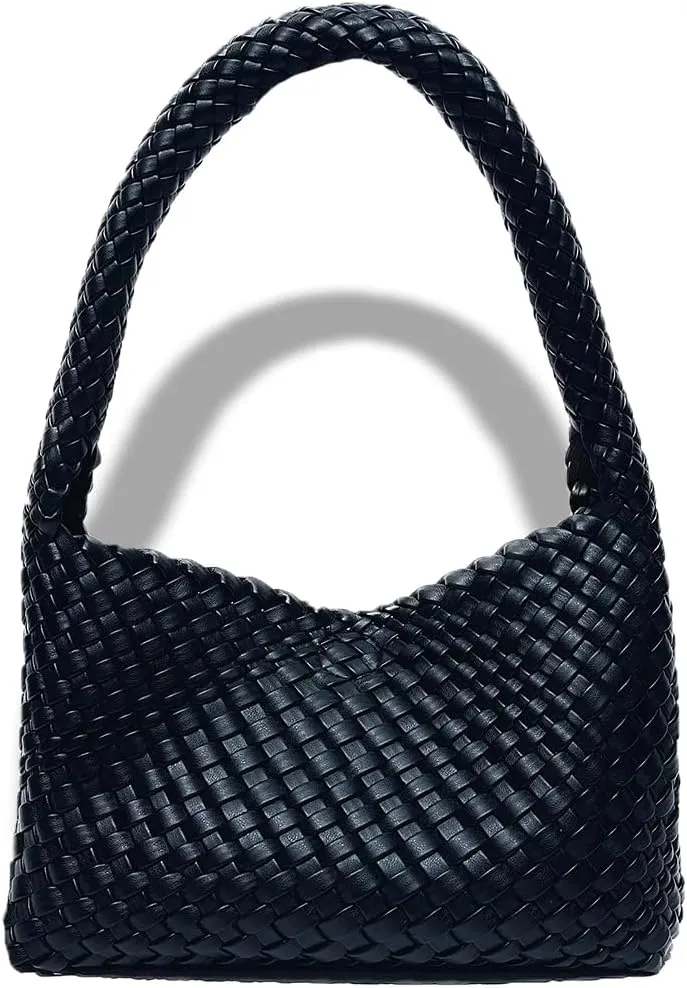 Woven Hobo Bag,Leather Woven Bag for Women,Top-handle Underarm Bags for Women,Beach Travel Handbag