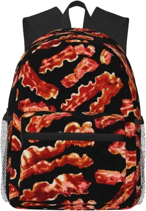 Wurton Bacon Pattern Print Multipurpose Casual Bag With Fashionable Travel,Work Outdoor Activities Backpack