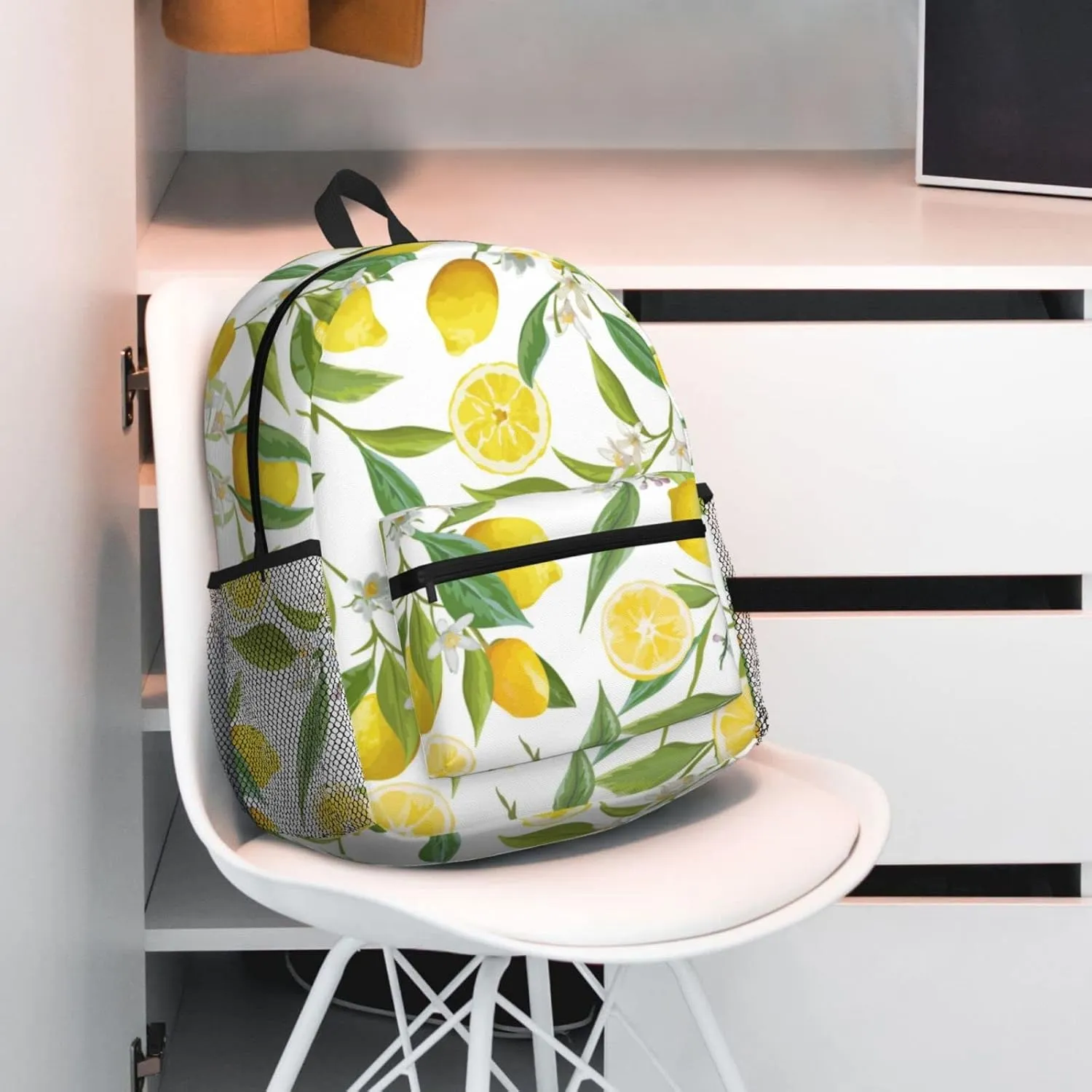 Wurton Fresh Tropical Lemons Print Multipurpose Casual Bag With Fashionable Travel,Work Outdoor Activities Backpack