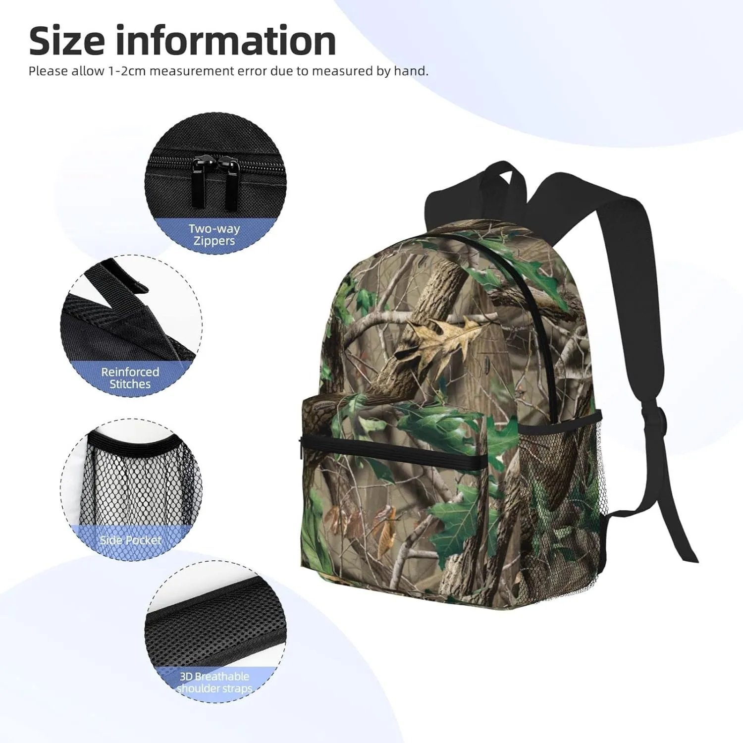 Wurton Hardwoods Green Camo Print Multipurpose Casual Bag With Fashionable Travel,Work Outdoor Activities Backpack