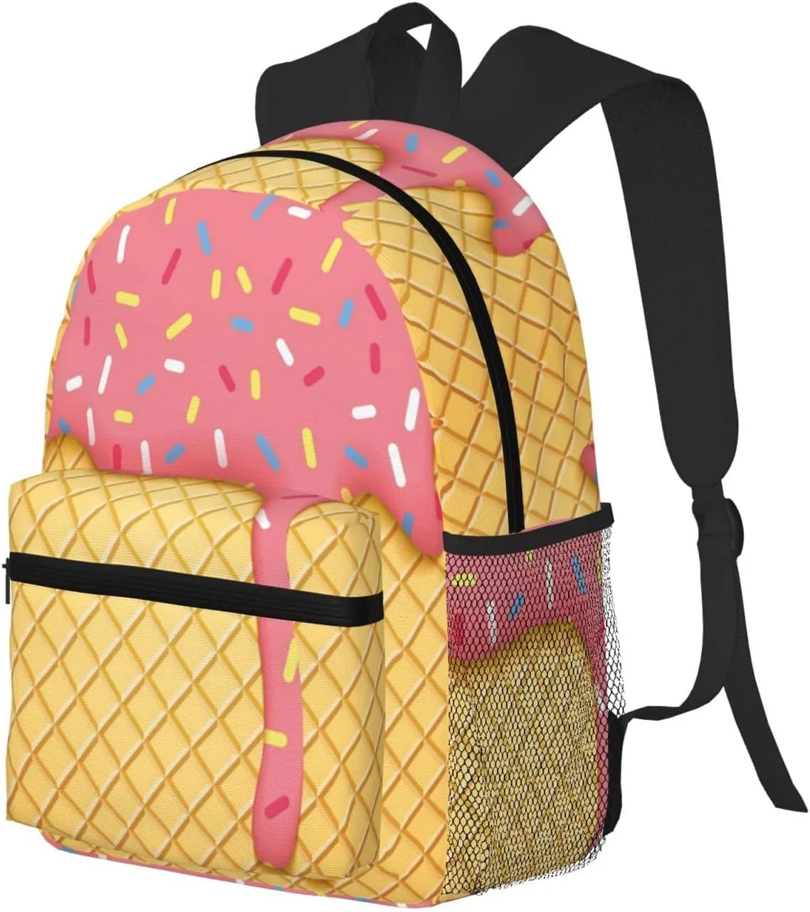 Wurton Ice Cream And Waffle Pattern Print Multipurpose Casual Bag With Fashionable Travel,Work Outdoor Activities Backpack